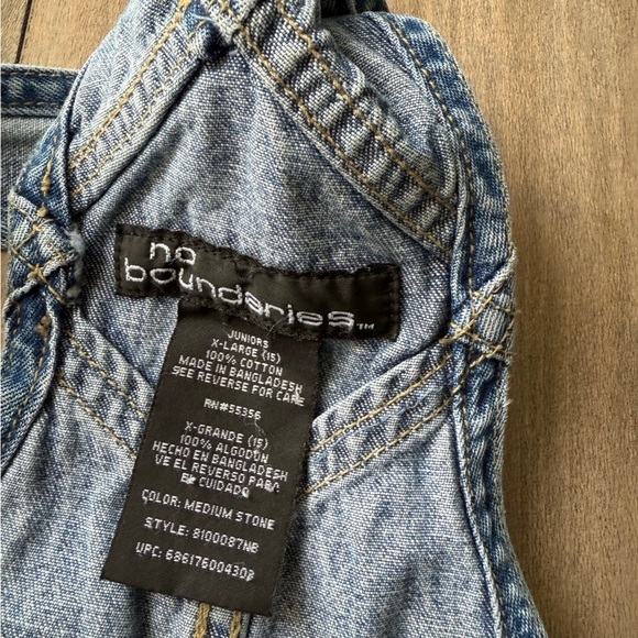 Vtg 90s Y2K no boundaries denim baggy shirt overalls blue size xl - Picture 3 of 5